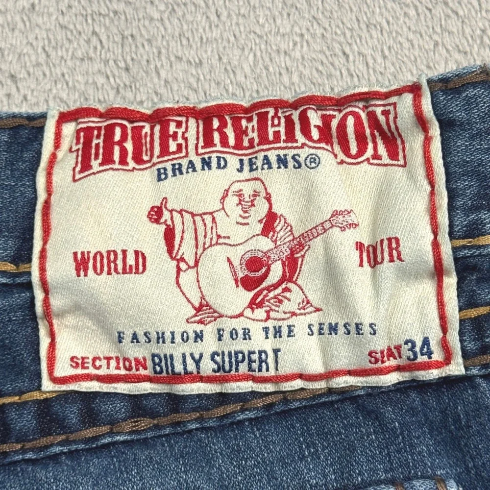 True Religion Billy Super T‎ Mens Blue Straight Leg Jeans W42 x L29 Made in USA